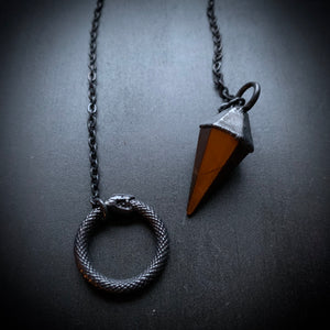 
            
                Load image into Gallery viewer, Ouroboros Lariat Pendulum Necklace - You Choose Stone
            
        